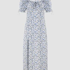 Cider Blue and White Floral Maxi Dress